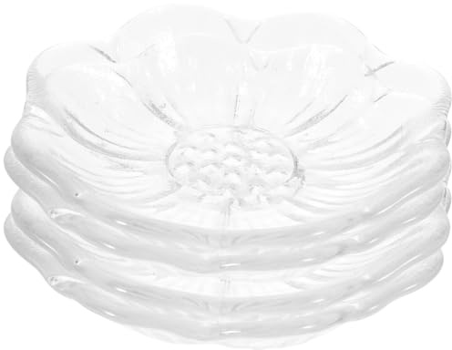 Veemoon Posavasos de Vidrio Transparentes 4 Unidades, Platillos de Té Creativos para Decoración de Mesa, Accesorios para Juegos de Té, Resistentes y Fáciles de Limpiar para Uso en Hogar