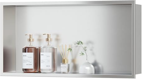 Neodrain Wall Recess Shower Stainless Steel Single Shelf Storage for Bathroom 60 x 30 cm Brushed