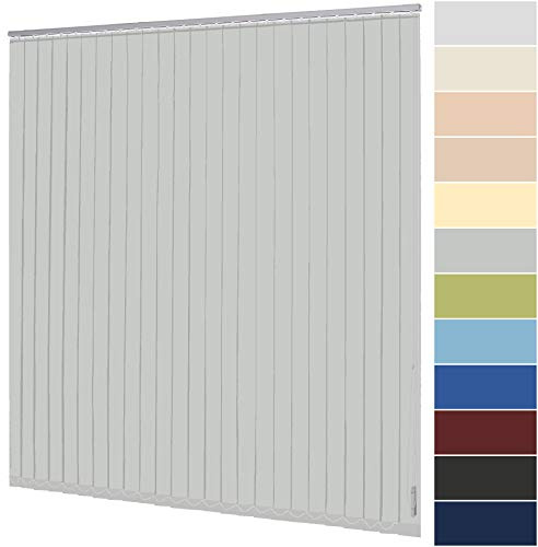 Lamellenvorhang nach Maß Vertikaljalousie 127 mm für Tür und Fenster viele Farben Maßanfertigung Jalousie Lamellen Rollo Wand- und Deckenmontage (Breite 80,1-100 cm x Höhe 240,1-250 cm, Hellgrau)