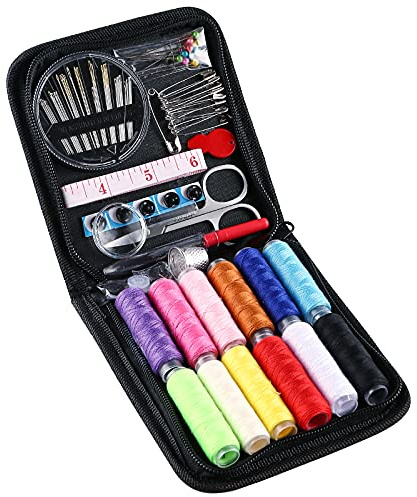 CASPLUS Sewing Kit Small,Travel Sewing Kit 82 Piece Sewing Accessories with Zipper Case, for Home,Travel,Emergency,Adults and Beginners