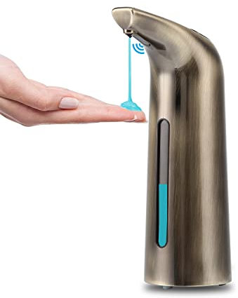 GULICA Soap Dispenser Automatic, Touchless Liquid Soap Dispenser, with Infrared Motion Sensor, Waterproof, 400ml/13oz, Green Bronze