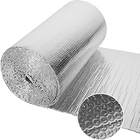 Isolant Thermique 1x10M, 5-6mm Épaisseur Feuille Aluminisé a Bulles Double Couches, Isolation Durable Protéger Contre Froid pour Radiateur, Fenetre, Voiture, Ballon d'eau chaude