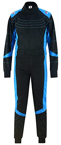TK Combinaison de karting pour enfants - Combinaison de course, Noir et cyan, 36