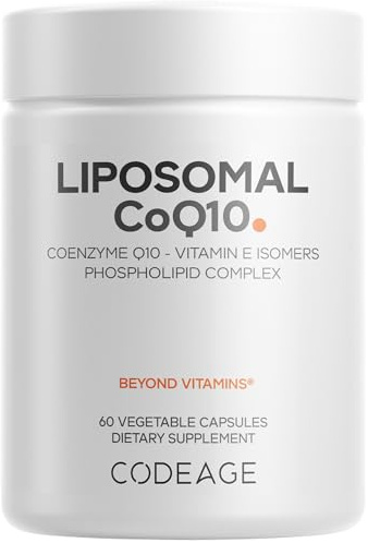 Codeage Liposomal CoQ10 Supplement - 125 mg Coenzyme Q10 with Vitamin E Isomers Tocopherols - 2-Month Supply - 1 Capsule Per Serving - Liposomal Delivery - Vegan, Non-GMO, Gluten-Free - 60 Capsules