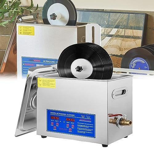 Professional 6L Ultrasonic Vinyl Records Cleaning Machine - Clean 1-6 Records at Once - Commercial Ultrasonic Cleaner with Basket & Fine-mesh Ball - 40KHz 180W - Efficient & Powerful