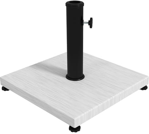Supporto per ombrellone Outsunny - base zavorrata peso netto 13kg in metallo con guide regolabili - dim. 40L x 40L x 37H cm per palo Ø38 e Ø48 mm, bianco