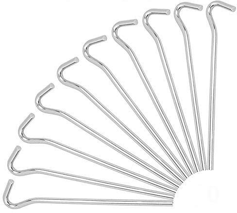 20 Heavy Duty Tent Garden Ground Pegs Stakes, Zinc Plated Steel 20cm (8 Inch) for Outdoor Camping, Hiking, Gardening, Plant Support, Gazebo, Tarpaulin, Netting Hooks (20)