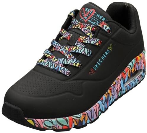 Skechers Women's Uno Ravaged Love Sneaker, Noir, 36.5 EU