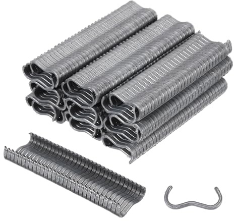 QUARKZMAN 600 Stück Zange Clips M-Clips Zaun Ringklammern Wurstclipper Zange Clips M-Nagelringzangen Klammern Reparatur Clips Hühnergeflecht Lötverbinder Käfigdraht Schweißen Silber
