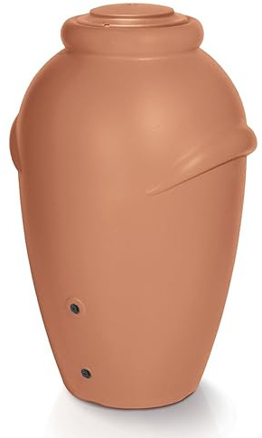 Rainwater Tank Water Butt Plastic Water Collection Container with complete connection Kit Garden Water Storage (Red brick, 360L)