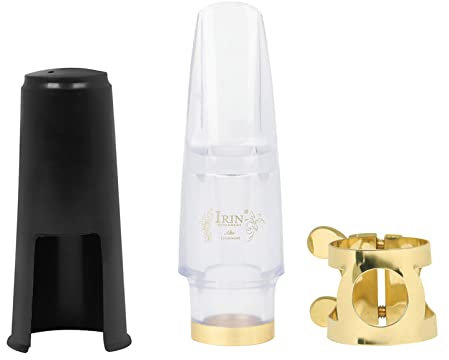 Professionelles Saxophon-Mundstück + Clip + Clip für Alt-/Sopransaxophon Musikinstrument-Zubehör, 3-teiliges Set