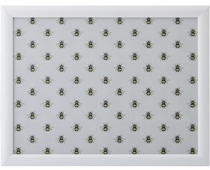 Creative Tops Bee Print Lap Tray avec Coussin, Pouf Rembourré, Lap Desk Portable, Plateau pour Ordinateur Portable de Bureau 44cm x 34cm x 6cm