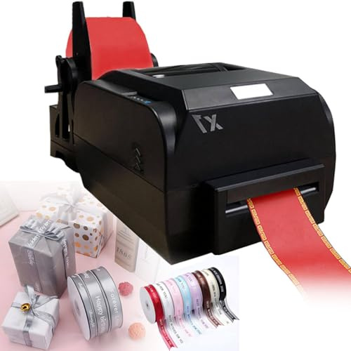 Satin Ribbon Printer Machine, Multiple Rad Digital Ribbon Printer, Stamptryckmaskin för förpackning, Bredd 25-108mm/20-50mm/12-20mm, 200DPI, 150mm/s, Stöder 50+ språk,SingleRow