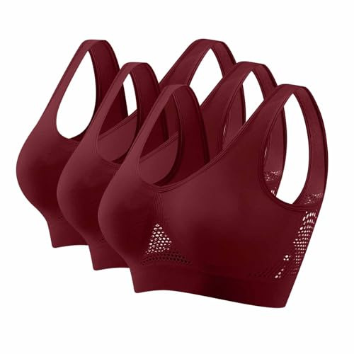 3 Pack Sujetador Deportivo Mujer Alto Impacto Talla Grande Sujetador Sin Aros Reducto Push Up con Relleno Suaves Cómodo Transpirable Sostenes de Mujer Sin Costuras Sports Bra