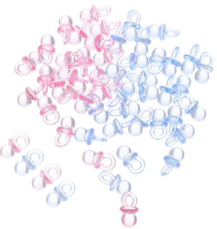 HONMEET 200pcs Mini Pacifiers Charms Acrylic Pacifiers for Shower Game Prizes Diaper Cake Decorations Nursery Garland Charms Confetti