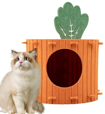 Caverne pour Chat - Nid Anti-Griffes Détachable Semi-Fermé,Petite Cave en Forme De Carotte pour Chaton,pour Maison Chiens Et Chats Animaux De Compagnie Sommeil Repos Taille Petite Moyenne Grande