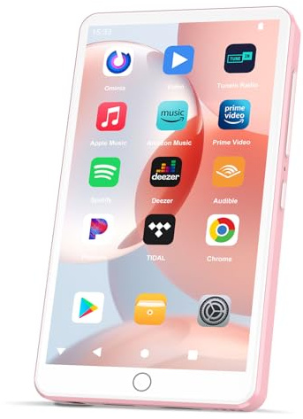 Fanvace Android 13 MP3 Player with Bluetooth and WiFi, MP3 MP4 Players with 4 Touchscreen and Speaker, 3GB RAM & 16GB ROM, Spotify Music Players with Audible, Amazon Music, Play Store (16GB, Pink)