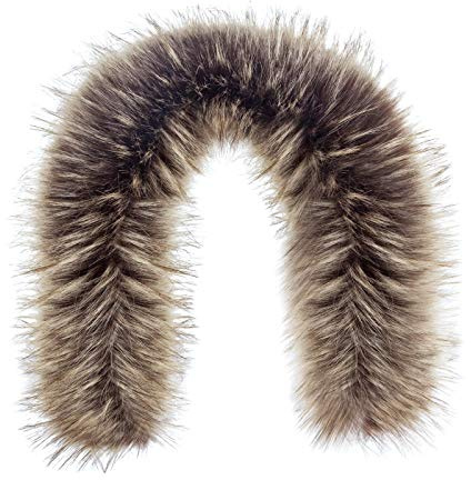 Futrzane Classic Fourrure pour Capuche - Col Amovible - Echarpe Fausse Fourrure (M, Marron Classic)