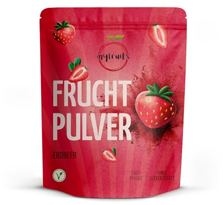 myfruits Erdbeerpulver, gefriergetrocknetes Fruchtpulver, 150g,100% Erdbeeren getrocknet und gemahlen, Fruchtpulver für Smoothie, Shakes & Joghurt…
