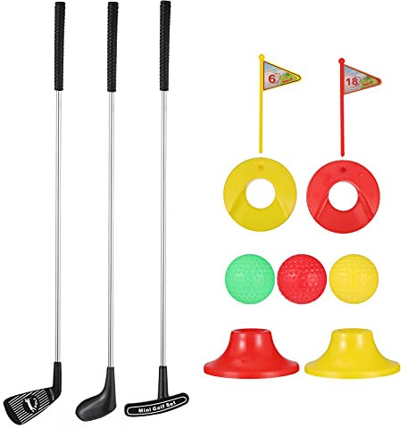 Toyvian Jeu de golf pour enfants, clubs de golf avec trou d'entraînement, balle de jeu pour parent-enfant, 12 pièces