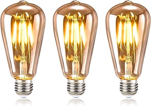 tronisky E27 glödlampa Edison vintage, glödlampor LED-lampa E27 4 W varm vit retro dekorativ glödlampa vintage antik glödlampa perfekt för nostalgi och retro belysning i huset café bar, 3 stycken