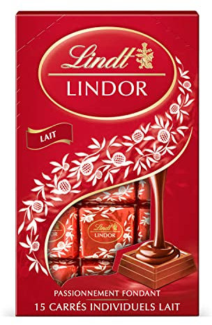 Lindt - Carrés individuels LINDOR - Chocolat au Lait - Cœur Fondant, 145g (L'emballage peut varier)