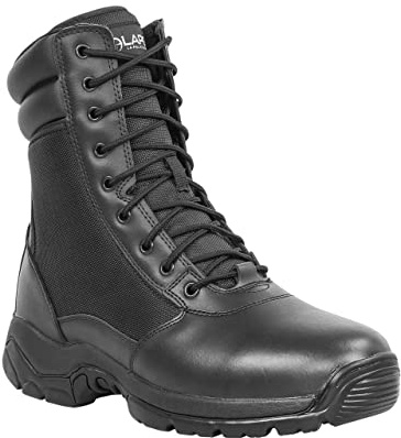 LAPG Men's Core 8 Side-Zip Tactical Work Boots, Lightweight and Durable Suede Leather Military Combat Boots for Hiking, Motorcycling,Jungle, Army, and Outdoor Activities, Black, Size 13-Standard