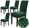 Chickw1 Stuhlhussen 4er Set Samt Stuhlhussen für Schwingstühle, Esszimmerstühle Hussen Für Hochzeit, Hotel, Küche, Bankett, Partys Stretch Stuhlhussen (4er,Dunkelgrün)