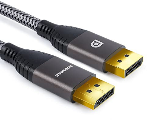 SOEYBAE Cable DisplayPort, 2m 4K@60Hz DP 1.2 a DP 1.2-60 Hz,con Alta Velocidad 21.6Gbps Compatible conLaptop/TV/Monitor de Juego- Gris