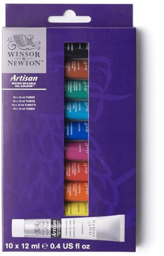 Winsor & Newton 1590271 Artisan wassermischbare Ölfarbe, hohe Pigmentkonzentration, gute Deckkraft & Lichtechtheit - Einsteigerset 10 Farben in 12ml Tuben