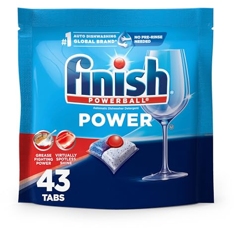 Finish Power Dishwasher Pods, No Pre-Rinse Dishwasher Detergent Soap For Deep Clean & Shine with Degreasing Power, 43 Count