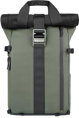 Besnfoto Kamerarucksack für Fotografen DSLR SLR wasserdichte Kameratasche mit 15,6 Zoll Laptopfach Tipod Halter Roll Top Fotografie Tasche für Wandern