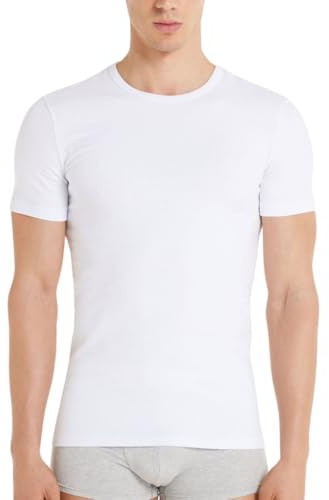 Liabel - Maglia Termica da Uomo (Pacco da 2), Cotone Termico Invernale, Tessuto Interlock, Scollo V e Girocollo - Nere e Bianche (IT, Testo, M, Regular, Regular, Bianche Girocollo)