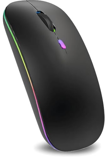 Gaming Mouse, 2.4G LED Bluetooth Wireless Office Mouse for Laptop, Slim Rechargeable Mini Silent Portable Optical Cordless Computer Mouse With Nano USB Receiver Compatible with Desktops & PC'S.