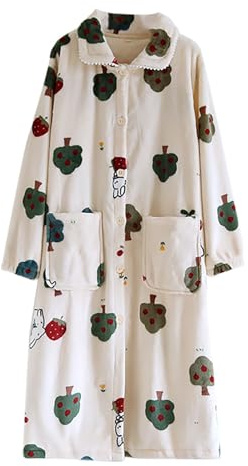 Peignoir thermique doux et confortable pour femme - Robe de chambre à boutons avec col - Longueur cheville - Robe de douche pour femme - Rechercher sur cette page - Robe fine pour femme