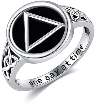 ONEFINITY Sobriety Gifts 925 Sterling Silver AA Coins Rings AA Jewelry for Women