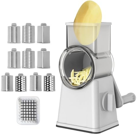 Tewzafiya Vegetabilisk rotator, ostrivare - roterande köksrivare maskin med handtag - Hand chopper mat sten grönsaksskärare multifunktionell skärare för