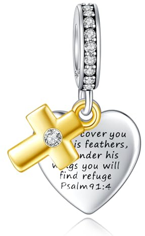 Annmors Charm Pendente Croce Incastonata di Zirconi Ciondoli Compatibile con Braccialetti e Collane Donna