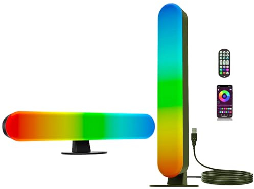 ThreeH Barre luminose a LED intelligenti Lampade ambientali a doppio LED Colori Sincronizzazione musicale Impostazione del timer per PC Room Gaming TV Retroilluminazione