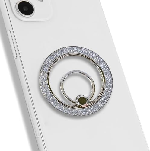 KOEMCY Anello Magnetic Ring Porta Cellulare Lucido Cavalletto Per Smartphone Magnetic Phone Stand Supporto Dita Cellulare Anello Magnetico Supporto Auto Magnet Adesivo(Grigio)
