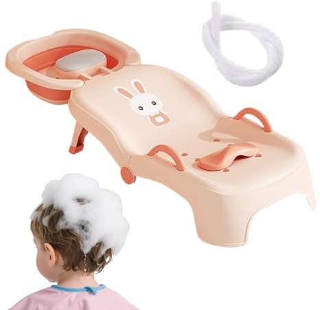 Sedia Shampoo Per Bambini - Poltrona Reclinabile Pieghevole Per Infanti | Seggiolino Regolabile Per Risciacquo Testa Ragazzi 0-10 Anni Bagno Casa Salone