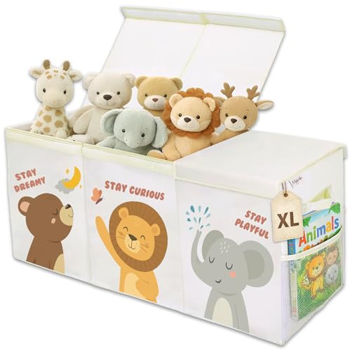 Nojube Baúl Juguetes Infantil Grande XL - Cesta Almacenaje Juguetes Plegable y Resistente - Juguetero Organizador de Juguetes Infantil de Tela Oxford - Caja Juguetes Almacenaje dormitorio con tapa
