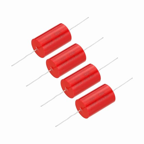 sourcing map 4 condensadores divisores de frecuencia de 6,8 uf, 250 V, altavoz de audio axial rojo, condensador de película MKP