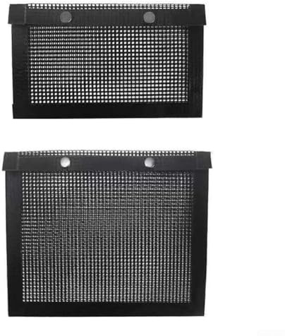 Lot de 2 sacs de cuisson réutilisables pour viande et légumes avec revêtement anti-adhésif et maille solide pour grillades à haute température et besoins de barbecue en plein air (noir)