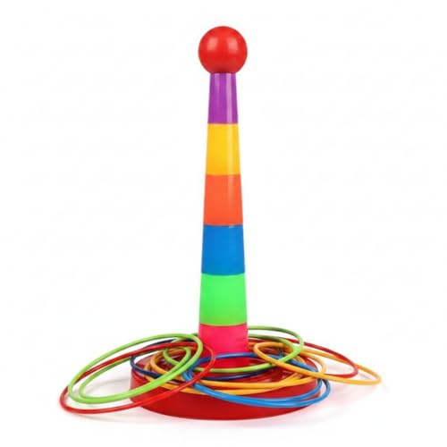 FytStycale Jeu de Lancer d'Anneaux Enfants Jeu Anneaux Cible Adresse Coordination Motricité Matériaux Sûrs Durables Installation Simple Transport Pratique Adapté