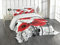 ABAKUHAUS Mohn Tagesdecke Set, Grunge Pinsel Blumen, Set mit Kissenbezügen Waschbar, für Doppelbetten 264 x 220 cm, Grau Rot