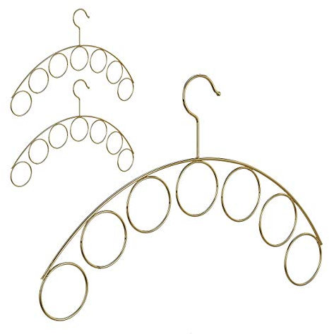 Relaxdays 3 x Percha Ropa y Accesorios, Set 3 Unidades, Organizador pañuelos, Metal, 24,5 x 40,5 x 0,3 cm, Dorado