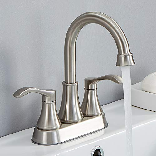 VALISY Bathroom Faucet, 4 Inch Centerset, 2 Handle High-Arc, Brushed Nickel