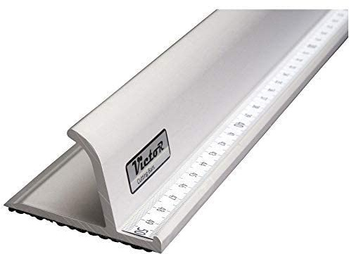 Victor Bar skärlinjal 30 cm av aluminium, professionell design, halkfri – metalllinjal – aluminiumlinjal – skärlinjal med stålkant – stållinjal 300 mm – linjal 30 cm – skräddardinjal