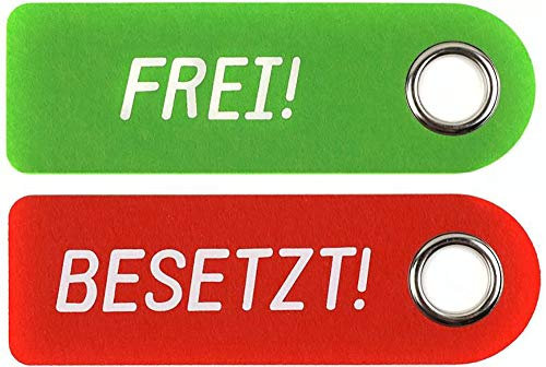 FREI BESETZT Türhänger aus Filz 2 Stück Schilder - Metal-Schutzring - Beidseitig Bedruckt text weiß: Vorderseite FREI Rückseite BESETZT - Badezimmer Schlafzimmer - Vielseitig einsetzbar